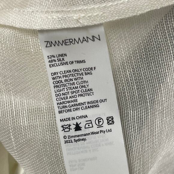 NWT Zimmermann High Tide Pearl Shirt Ivory Long Sleeve Button Up AU 0 / US 4 - Picture 9 of 11